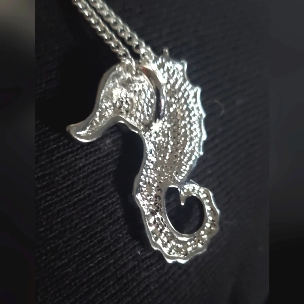 Abalone Shell Seahorse Necklace Brass Stainless Steel
